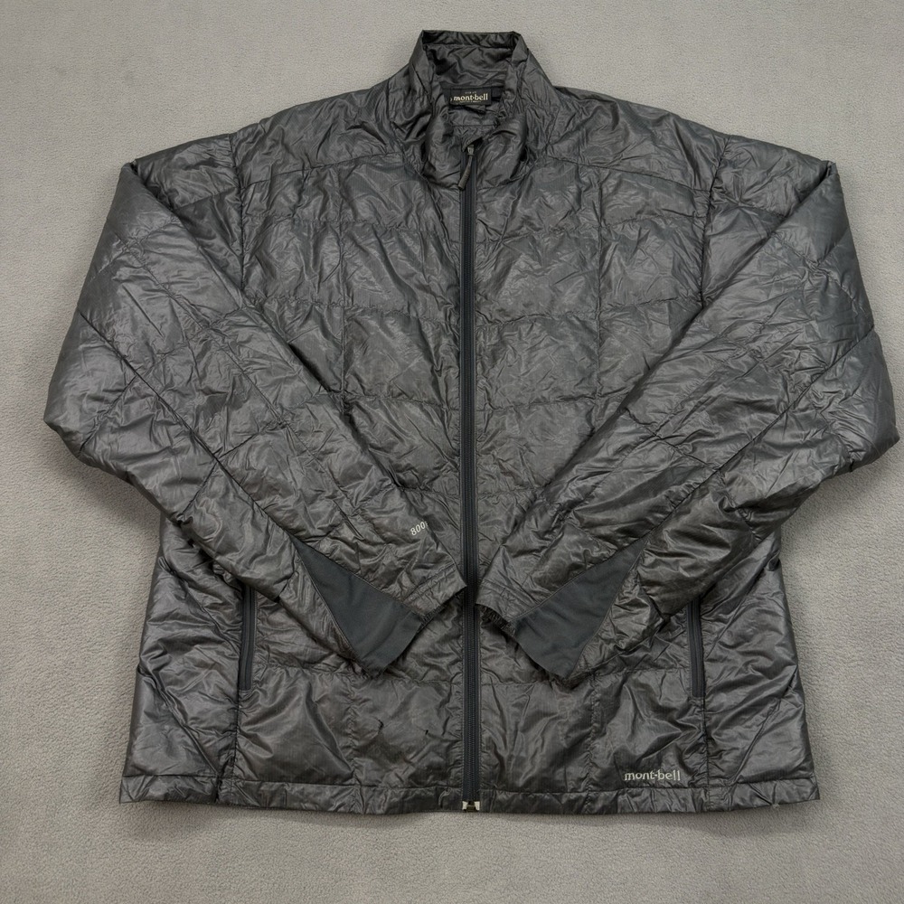 Mont-Bell Ultralight 800FP Goose Down Puffer Jacket Mens XL Gray Backpacking